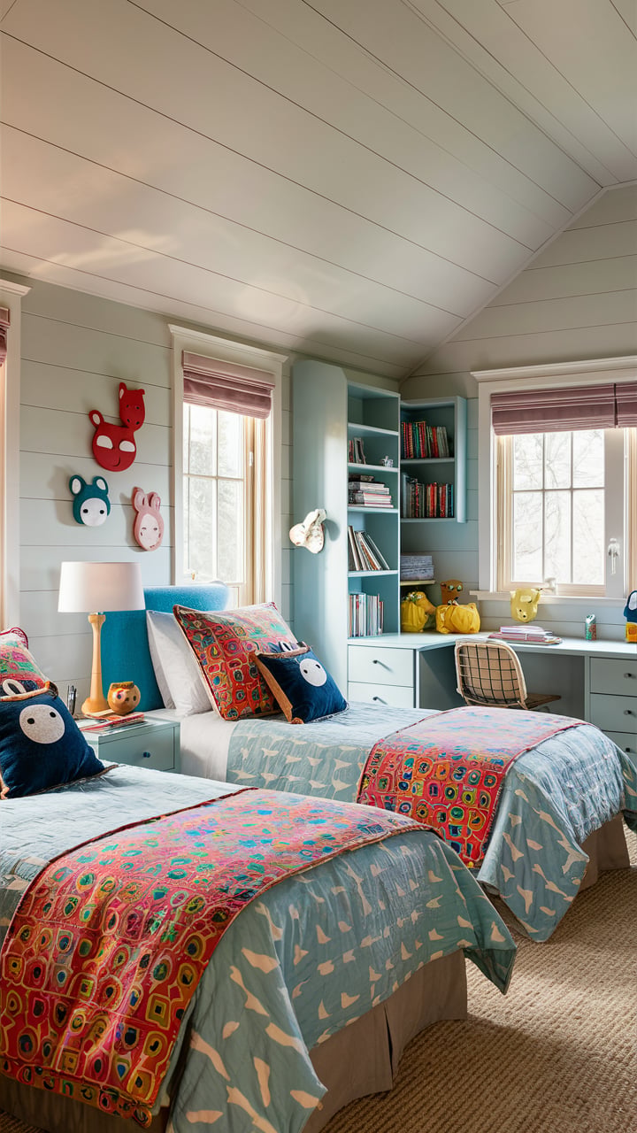 Two Twin Beds In One Room For Boys and Siblings