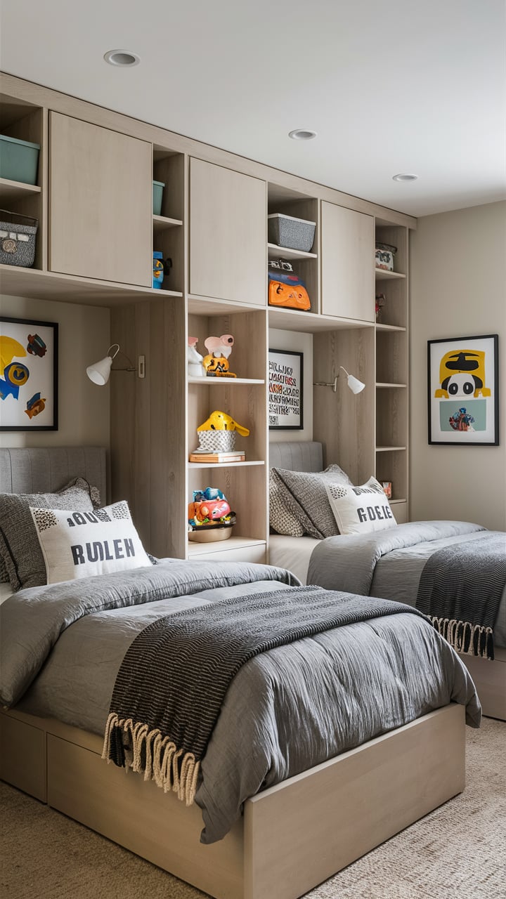 Two Twin Beds In One Room For Boys and Siblings